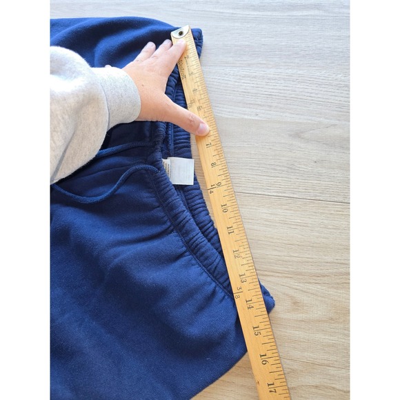 PINK Victoria's Secret Women's Jogger Sweatpants Size L Navy Blue Sequin Floral - Picture 6 of 11